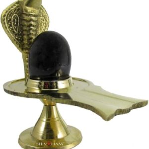 Private Label ShivaRatna Shivling Lingam with Brass Argha Black