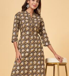 Pantaloons Brown Print Casual Women Regular Fit Kurtas Size M
