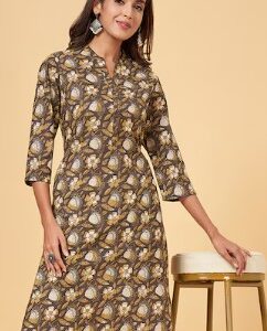 Pantaloons Brown Print Casual Women Regular Fit Kurtas Size L