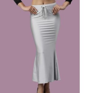 TWIN BIRDS Women Solid Coloured Silky Soft Stretchable Shimmer mermaid Saree Shapewear XL GREY