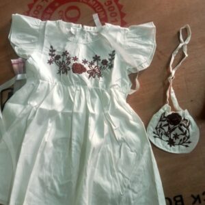 Private Label White Cotton Baby Girl Dress with Floral Embroidery 16 Size