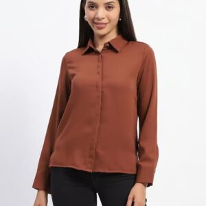 Madame Womens Brown Relaxed Fit Shirt Rust Colour S Size