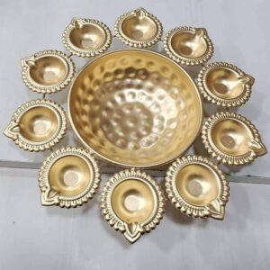 Private Label Decor Affair Handcrafted 1 Piece Iron Diya Urli Bowl Diwali