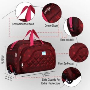 Private Label 40 L Strolley Duffel Bag Waterproof Lightweight 60 L Luggage Travel Duffel Bag with Two Wheels Red