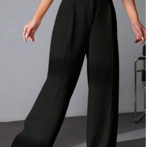 Private Label Women High Rise Trousers BLACK M SIZE