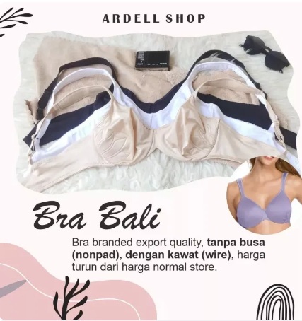 Private Label BRA BALI 3353 NONPAD WIRE BH WANITA TANPA BUSA DENGAN KAWAT FULL COVERAGE BIGSIZE JUMBO MULTI COLOUR SIZE FREE PACK OF 3