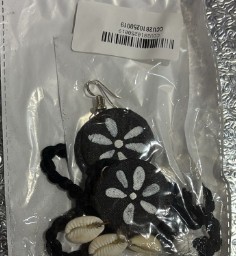 Private Label women Blue ajrakh bangles and earrings set with black polish studs