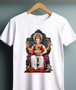 Private Label Private Label ganpati bappa morya unisex printed tshirts Free size white