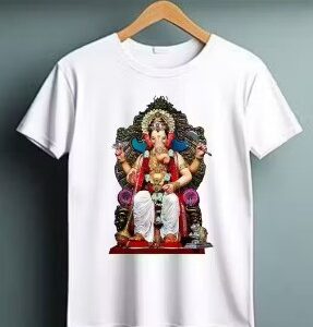 Private Label ganpati bappa morya unisex printed tshirts Free size white