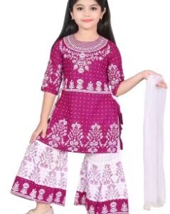 Private Label Top palazzo set for girls kurti palajo dupata set sharara sets Free Size Pink