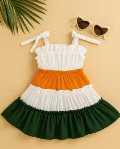 Private Label Trending Independence Day frock Indian flag dress for girls Free Size Multicolour