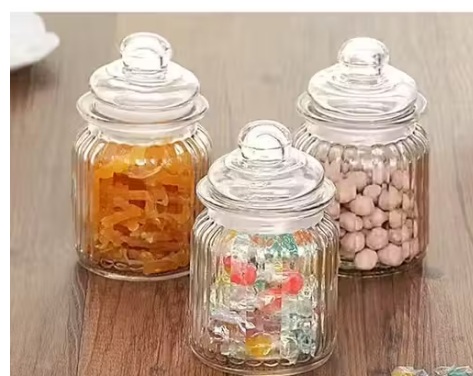 Private Label Pack of 3 350 MLPop Jar With Glass Air Tight Lid for Pickle Spice Candy Jelly Jam Food Storage Containers Transparent Storage Jar Kitchen Storage and Container Glass Jar