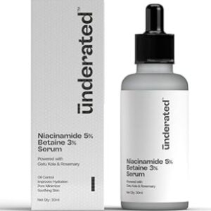 UNDERATED Betaine Serum Powered with Gotu Kola Rosemary for Reducing Excess Oil Improving Hydaration Minimlising Pores and Soothing Skin 30ml