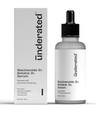 UNDERATED Betaine Serum Powered with Gotu Kola Rosemary for Reducing Excess Oil Improving Hydaration Minimlising Pores and Soothing Skin 30ml