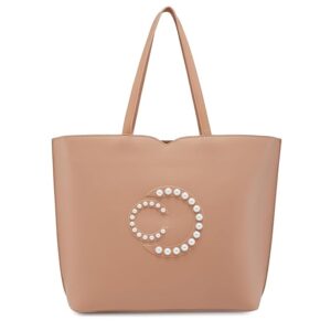 Caprese Cloud Tote Bag Medium for Women With 14 Inch Laptop Compatible Beige