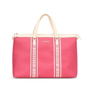 Caprese Trinity Laptop Bag Large Stylish Office Handbag for Women with 16 Inch Laptop Compartment Pink