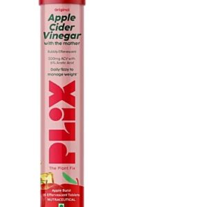 Plix Life Apple Cider Vinegar Effervescent Tablet For Weight Management Apple Flavour 15 pcs