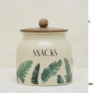 Westside Home Ivory Leaf Printed Snacks Jar