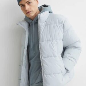 H And M Men Grey Solid WaterRepellent Puffer Jacket S Size
