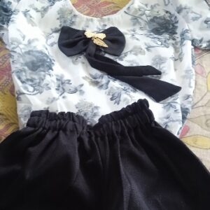 Private Label Elegant Girls Frock Palazzo Combo Set White And Black 32 Size