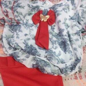 Private Label Elegant Girls Frock Palazzo Combo Set White And Red Colour 30 Size