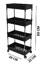 Private Label Fruit Basket 4 Rack Black