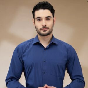 Park Avenue Men Blue Solid Slim Fit Cotton Blend Formal Shirt 44