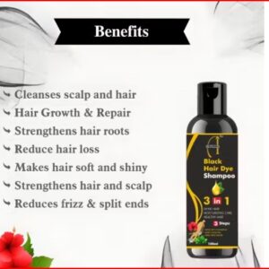 Private Label Black Hair Dye Shampoo 3 in 1 100Ml