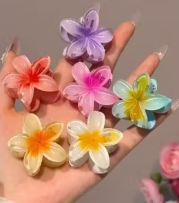 Private Label Flower Hair Clips for Girls Colorful Floral Hair Accessories Trendy Claw Clips for Women Pack OF 6