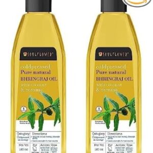 SOULFLOWER SOULFLOWER Bhringraj Hair Oil 100 Pure Natural Hair Growth Strengthening 120 ml Pack of 2