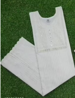 Private Label White cotton embroidery kurti for womens size 46 colour white
