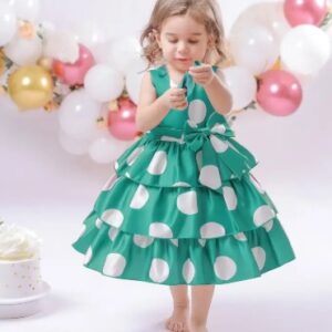 Harmikaay Girls Midi Knee Length Festive Wedding Dress Green Sleeveless size 2 to 3y