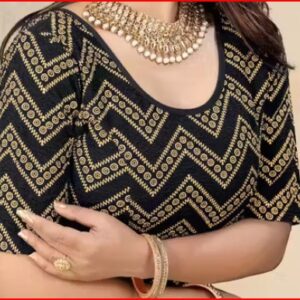 Private Label Readymade Printed Stretchable Latest Blouse for Women Black Colour Freesize