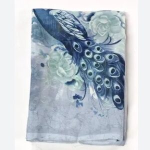 Private Label women digital printed saree Grey colour