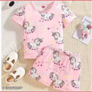 Private Label Night suit for Kids Girls Colour Pink SIZE 7