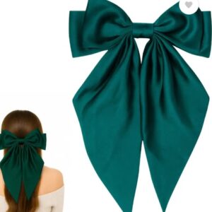 Private Label RosaStella Trendy Satin Hair Bow for Half Up Styles Hair Clip colour Green