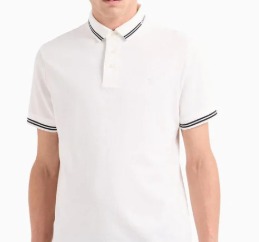 ARMANI EXCHANGE Polo T shirt with Contrast Tipping Size XL Colour White