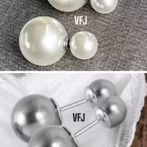 Private Label Earrings VFJ Stylish Pearl Hollywood Pearl Earring Push Back alloy White and Grey Combination Combo Earring Set for Women and Girls Sales Package 2 Pair Earring
