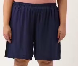 Private Label Women Loose Fit Plus Size Shorts Women Cotton Shorts with 2 pockets Navy Blue