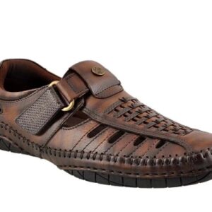 Buckaroo Santos Mens Leather Sandal Tan Size 41 Colour Brown and Black