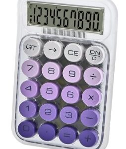 Private Label Transparent Desk Calculator with Pastel Mechanical Buttons with 10 Digit Display Purple