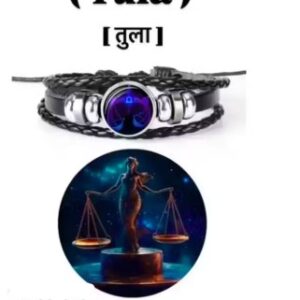 Private Label Tula Rashi Zodiac sign spirit Constellation Black Leather Bracelet