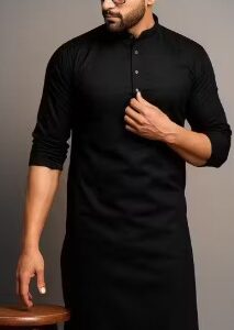 Private Label Mens Black Plain Kurta size S