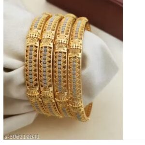 Private Label Golden Designer 4 Piece Gold And Silver Plated Patla Bangles