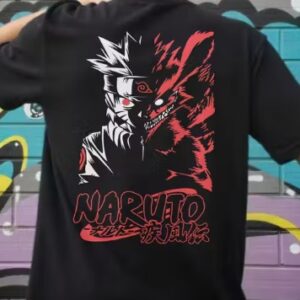 Private Label Naruto Back Print T Shirt Color Black Size 11 12 Y