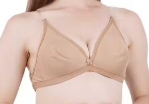 Private Label Bra with Transparent Straps Color Beige Size 38