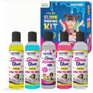 HOTKEI Make 20 slimes Multicolor Scented DIY Magic Slimy Slime Activator Glue Gel Jelly Putty Making kit Set Toy for Boys Girls Kids Slime Making Kit 4 Colored Glue 1 Activator Bottle 100 ml each