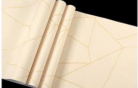 Beige And Gold Line Self Adhesive Wallpaper For Living Room