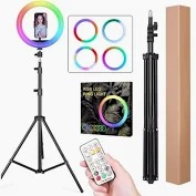 Trutag Rgb Ring Light And Tripods Set For Making Videos Tripod Multicolor Supports Up To 250 G