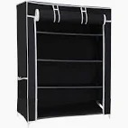 Ebee 4 Shelves Collapsible Metal Shoe Rack Black